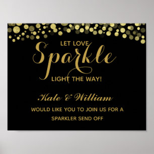 Poster O sparkler Dourado & preto envia fora do sinal do