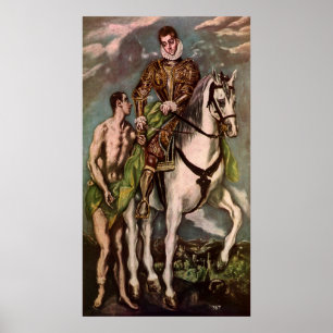 Póster O St Martin e o mendigo de El Greco, cerca de 1600