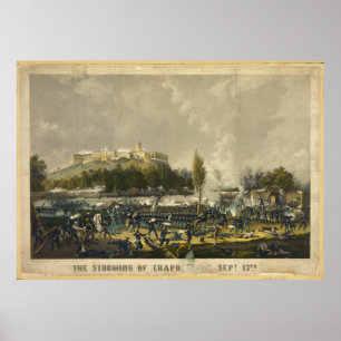 Poster O Storming de Chapultepec Guerra Americana Mexican