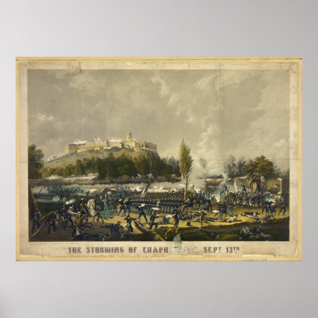 Poster O Storming de Chapultepec Guerra Americana Mexican (Frente)