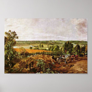 Póster O Stour Valley, com a igreja de Dedham por Joh
