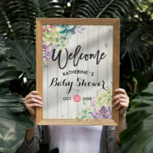 Poster O Succulent bem-vindo do chá de fraldas planta a