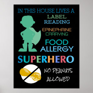 Póster O super-herói da alergia de comida nenhuns