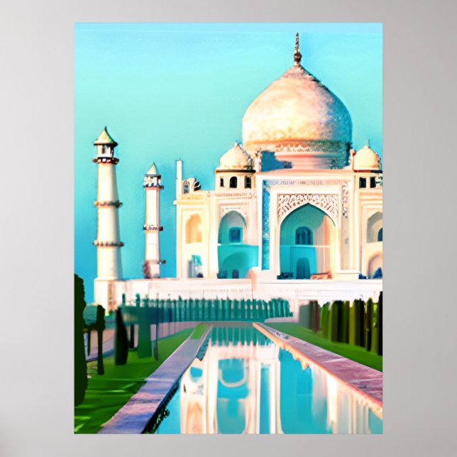 Poster O Taj Mahal sob um céu amanhecer (Frente)