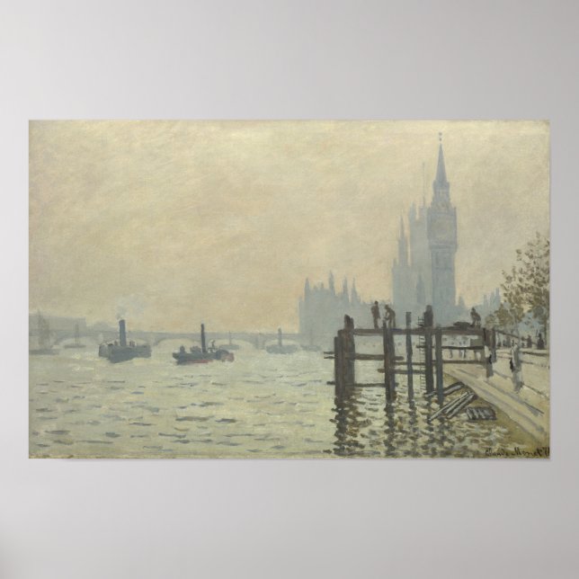 Póster O Tâmisa Abaixo de Westminster por Claude Monet (Frente)