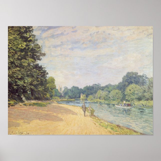 Poster O Tâmisa com Hampton Church, 1874 (Frente)