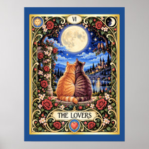 Poster O Tarot do Gato dos Amantes - Harmonia e Conexão