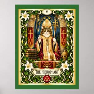 Poster O Tarot do Gato Hierofante - Tradição e Sabedoria