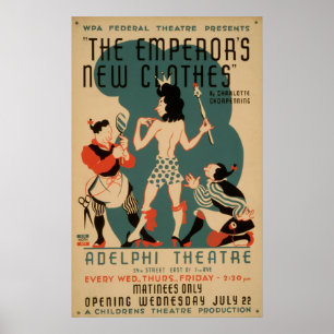 Póster O teatro novo de WPA do vintage da roupa do