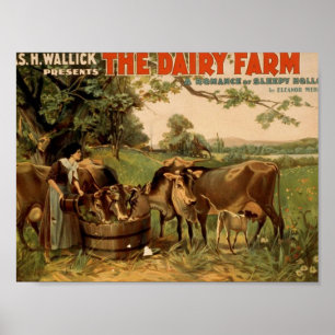 Póster O teatro retro da fazenda de leiteria