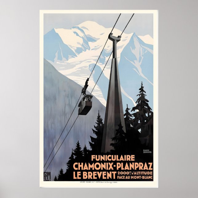 Poster O Teleférico Brevent Chamonix Mont-Blanc França (Frente)