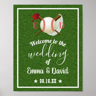 Poster O tema do basebol ostenta a boa vinda Wedding da
