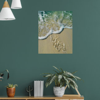 Poster O tempo cura todas as feridas - pegadas na areia