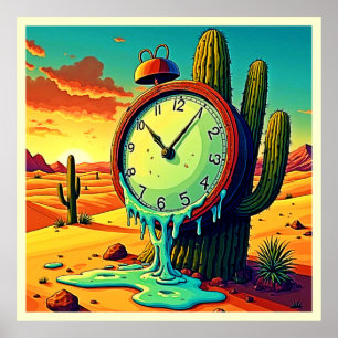 Poster O Tempo Do Deserto Derrete O Relógio