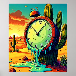 Poster O Tempo Do Deserto Derrete O Relógio