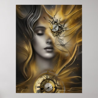 Poster O Tempo do Sonho - Arte Digital de Fantasia com IA