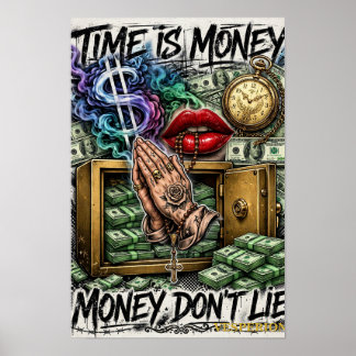 Poster O Tempo É Dinheiro — Dinheiro Não Mente (Cor)