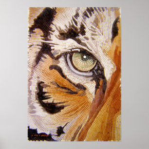 Poster O "tigre telha" a aguarela do mosaico da cara do