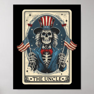 Poster O Tio Tarot Card Esqueleto Tio Sam Vintage 4t