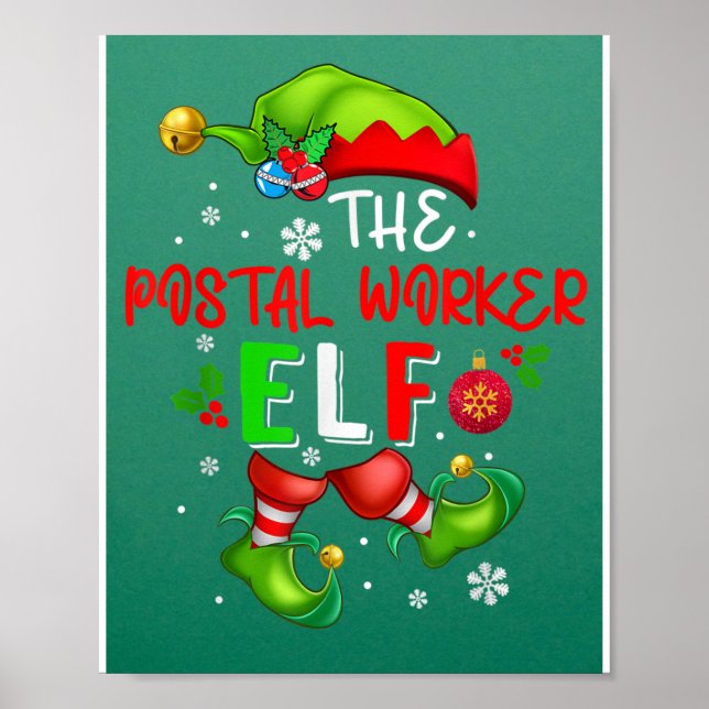 Poster O Trabalhador Postal Elf Christmas Elf Costume Lov (Frente)