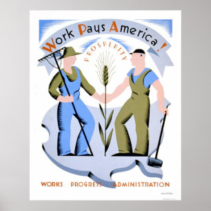 Póster O trabalho paga América WPA 1939