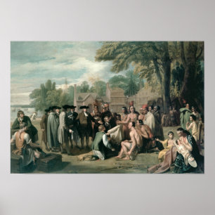 Póster O Tratado de William Penn com os indianos dentro