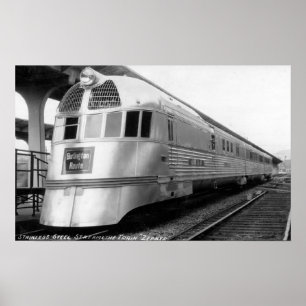Póster O trem aerodinâmico de aço de ZepherStainless