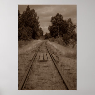 Póster O trem de estrada de ferro vazio abandonado segue