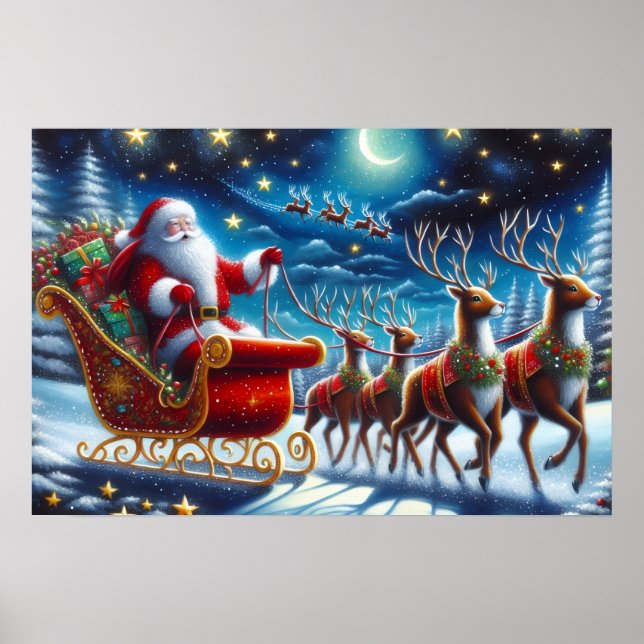 Poster O trenó e os renques de Papai Noel na noite de Nat (Frente)
