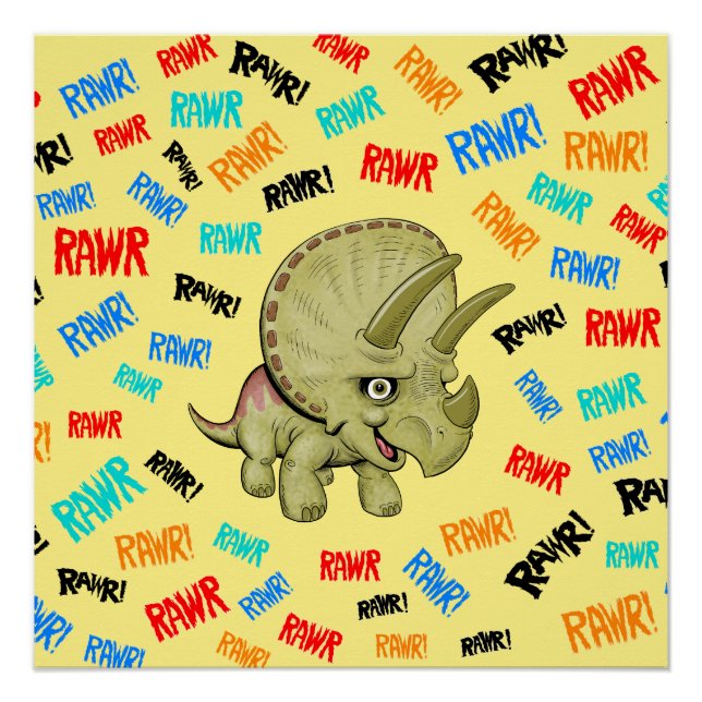 Póster O Tricerátopo diz "Rawr!" Pôster (Frente)