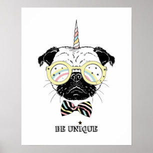 Poster O unicórnio do Pug   seja original