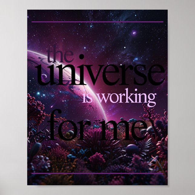Poster O universo está trabalhando para mim. Roxa. (Frente)