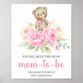 Poster O Urso Rosa Ajuda a mãe a assinar o destinatário