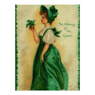 Póster "O Uso do Verde" cartão antigo, 1907