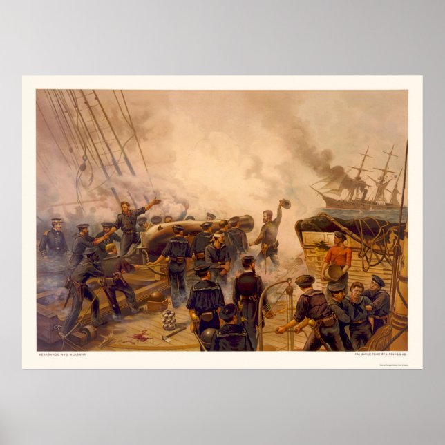 Póster O USS Kearsarge derrubou o CSS Alabama em 1864 (Frente)