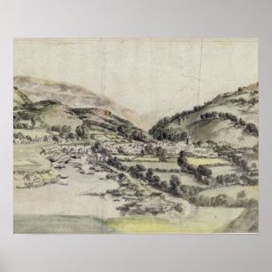 Póster O vale de Llangollen (w/c no papel)