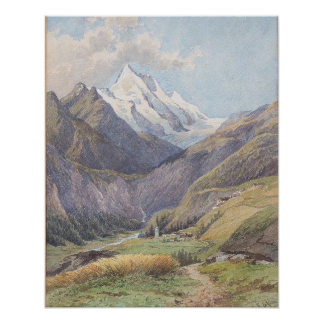 Póster O vale Möll com o Großglockner – Carl Lafite (Frente)