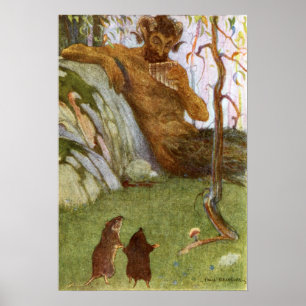 Póster O vento na ilustração do original dos salgueiros