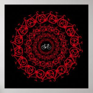 Póster o vermelho bicycles a mandala