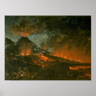 Póster O Vesúvio que entra em erupção