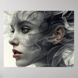 Poster O Véu Fumegante no Rosto de uma Mulher Quadrado na
