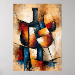 Poster O vinho Kanpai forma um abstrato geométrico japonê