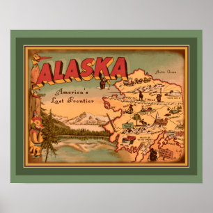 Poster O vintage Alaska "perdeu a fronteira "