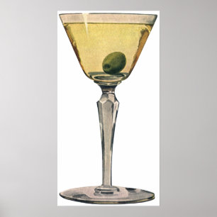 Póster O vintage bebe bebidas, cocktail da azeitona de