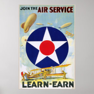 Póster O vintage dos E.U. junta-se ao serviço aéreo