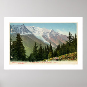 Póster O vintage Mont Blanc vê da rota de Flégère