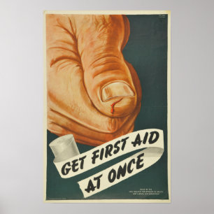Póster O vintage obtem primeiros socorros imediatamente