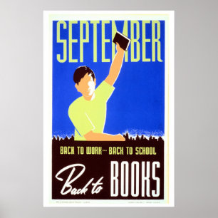 Póster O vintage setembro de volta ao trabalho, escola,