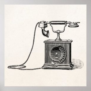 Póster O vintage telefona telefones retros do telefone da