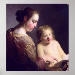 Póster O Virgin que ensina o cristo infantil para ler